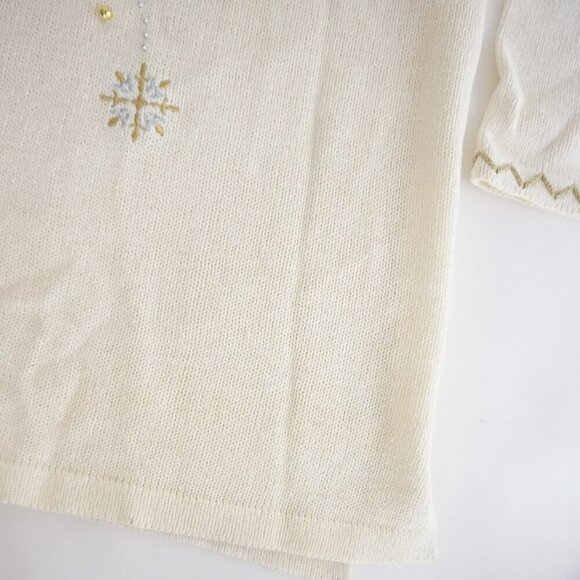 Vintage Holiday Edition Cream Gold Poinsettia Embroidered Christmas Sweater 3X - Picture 4 of 13